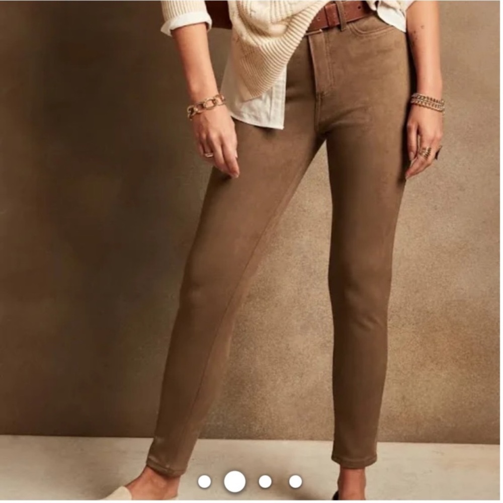 Banana Republic women’s high rise skinny pant faux suede neutral stretch size 20